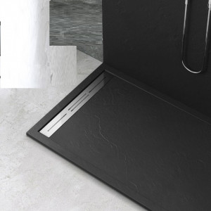 Cadita Baie Din SMC , Smack , 80 X 80 Cm, Cu Sifon, Negru LS - Img 1