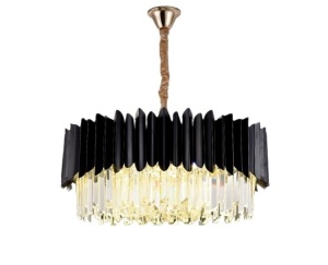 Candelabru Cristal, 8 X E27, Negru, 50cm - Img 2