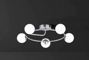 Lustră 6655-5 Crom, 5 Socluri E27, Design Modern, 630×630×240 mm