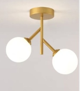 Lustra cu Sticlă 350-2 GD – Design Elegant, cu 2 Socluri E27