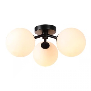 Lustra cu Sticlă 359-3 BK – Design Modern, cu 3 Socluri E27