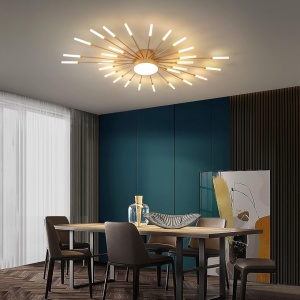 Lustra LED 3 Tipuri De Lumina, 60W, Auriu - Img 2
