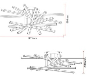 Lustră LED cu 9 surse de iluminare, 164W, cu telecomandă – Design elegant auriu - Img 2