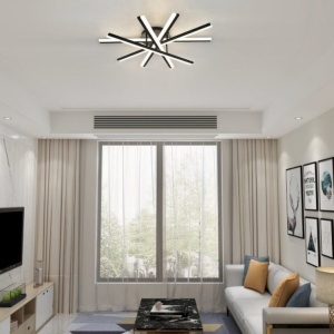 Lustră LED cu Telecomandă – 95W, 5 Surse de Iluminare, Intensitate Reglabilă, 3 Tipuri de Lumină, Design Negru, 80×68 cm - Img 2