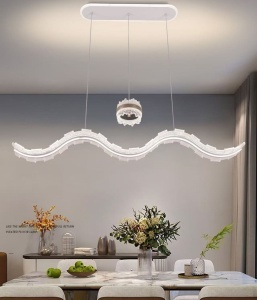 Lustră LED dining suspendată gri rose, 180W – 3 surse de iluminare, telecomandă, intensitate reglabilă