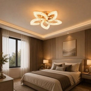 Lustră LED Model K2558-5 – 120W, Telecomandă, 3 Tipuri de Lumină, Intensitate Reglabilă