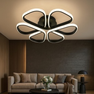 Lustra LED Model R9178/1, cu Telecomandă – 3 Tipuri de Lumină, Intensitate Reglabilă, 74W, Negru - Img 1