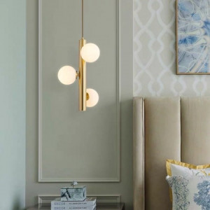 Lustra LED Pendul Elit's Imala, 3 Abajururi, bec G9 Gold - Img 1