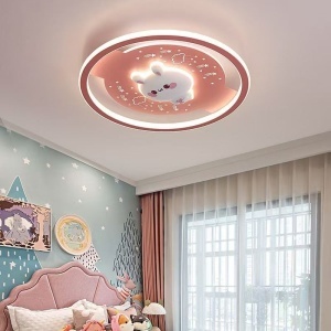 Lustră LED pentru Camera Copiilor, Design Iepuraș 3D, Ø550 mm, 3 Culori de Lumină