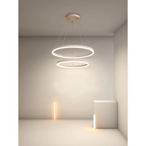 Lustra LED Tip Pendul , Model F310/2, Cu Telecomanda, 3 Tipuri De Lumina, Inaltime Reglabila, 120W, Alb