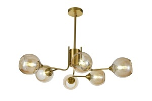 Lustra model N6802-6 – 6 x E27, abajururi elegante, finisaj auriu - Img 2