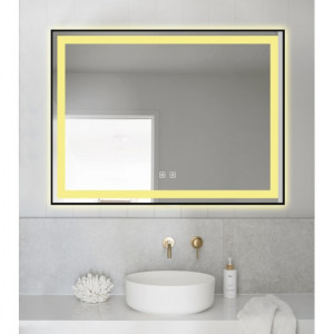 Oglindă Baie LED și Dezaburire Elit's Premium cu Senzor Touch, Lumina Rece, Caldă și Neutră, 80x60cm, cu rama Negru Antichizat - Img 2