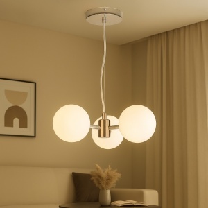 Pendul Modern cu 3 Globuri Opal – G9, 300×710 mm, Design Minimalist