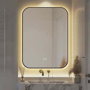 🪞 Oglindă LED cu Touch și Funcție Dezaburire – Ramă Negru, 60x80 cm, Model J187-6080 Smack - Img 5