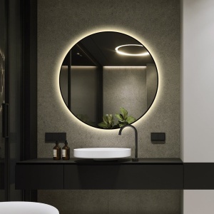 🪞 Oglindă LED cu Touch și Funcție Dezaburire, 3 Tipuri de Lumină – Ø80 cm, Ramă Negru Mat, Model J188-80 Smack - Img 8