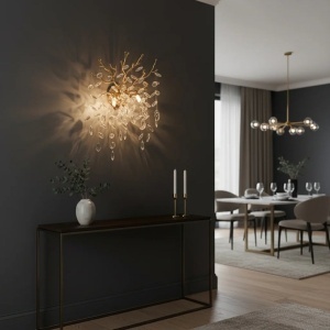Aplică Model W33007-2L – Textură Cristal & Metal, 2 x E14, Auriu - Img 2