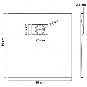 Cadita Baie Din Compozit , Smack , 80 X 80 Cm, Cu Sifon,Negru - Img 3