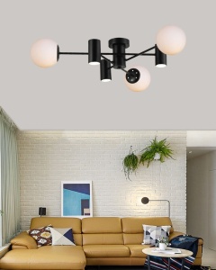 Lustra Cu LED Si 3 Globuri, Negru - Img 2