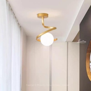 Lustra cu Sticlă 335-1 GD – Design Elegant, cu 1 Soclu E27