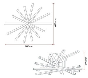 Lustră LED cu 7 surse de iluminare, 125W, cu telecomandă – Design clasic, negru elegant - Img 2