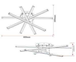 Lustră LED cu Telecomandă – 95W, 5 Surse de Iluminare, Intensitate Reglabilă, 3 Tipuri de Lumină, Design Negru, 80×68 cm - Img 3