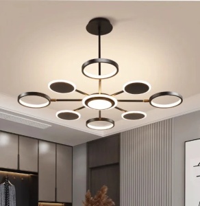 Lustra LED Cu Telecomanda, 3 Tipuri De Lumina, Intensitate Reglabila, 113W, Negru - Img 1