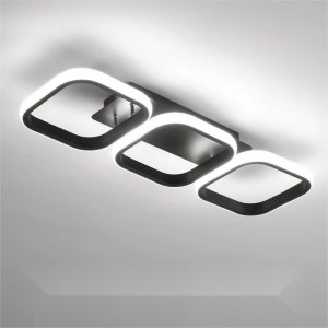 Lustra LED Plafoniera, B130-3BK, 3 Tipuri De Lumina, 54W, Negru Patrata - Img 2