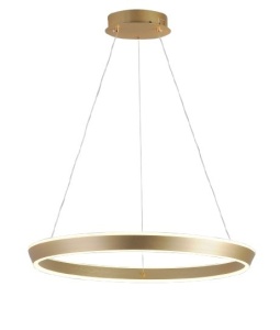 Lustra LED Suspendata Cu Telecomanda, 3 Tipuri De Lumina, Inaltime Reglabila, 160W, Auriu - Img 2
