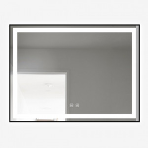 Oglindă Baie LED și Dezaburire Elit's Premium cu Senzor Touch, Lumina Rece, Caldă și Neutră, 80x60cm, cu rama Negru Antichizat - Img 3