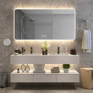 Oglindă Baie LED și Dezaburire Elit's Premium cu Senzor Touch, Lumina Rece, Caldă și Neutră, 130x80cm, lumina ambientala spate - Img 3