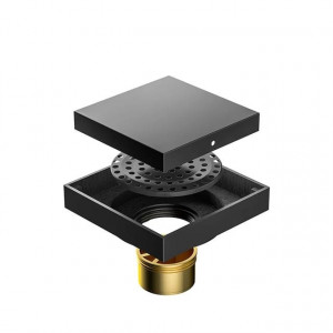 Sifon pardoseala sistem antimiros Es, Alama Elit's 100 mm , negru mat - Img 1