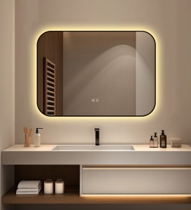 🪞 Oglindă LED cu Touch și Funcție Dezaburire – Ramă Negru, 90x65 cm, Model J187-9065 Smack - Img 6