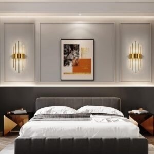 Aplică Auriu cu Cristale – 2 Fasunguri E14, Design Elegant din Metal și Cristal, 46×20×10 cm - Img 4