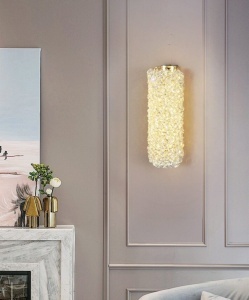 Aplică LED Auriu cu Cristale – 10W, 2 Surse, 3 Tipuri de Lumină, 32×12×13 cm