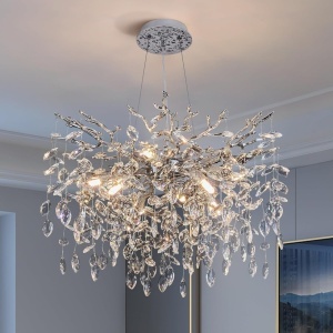 Candelabru Model 33020-460 – Textură Cristal & Metal, 6 x E14, Argintiu - Img 4