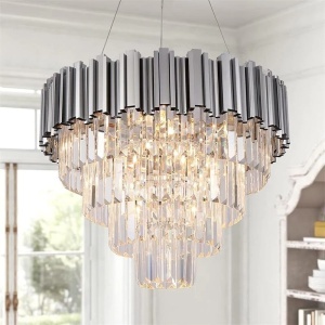 Candelabru Model WL339-600 – Cristal & Metal, 10 x E27, Argintiu - Img 3