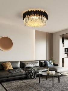 Candelabru modern cu cristale – 60 cm, culoare negru