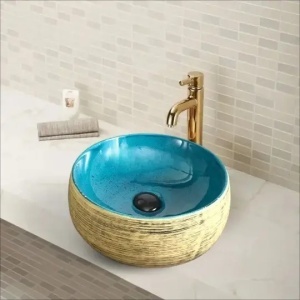 Lavoar Aplicat Luxury Line 41.5CM – Golden Turquoise HY8069D40 - Img 3
