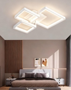 Lustră 5702 WH cu Telecomandă, 61×2W, 3 Culori de Lumină, Design Modern Alb, 470×470×120 mm