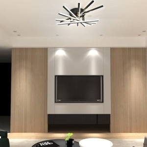 Lustră LED cu 7 surse de iluminare, 125W, cu telecomandă – Design clasic, negru elegant - Img 3