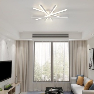 Lustră LED cu Telecomandă – Design Geometric, 3 Tipuri de Lumină, Intensitate Reglabilă, Dimmabilă - Img 2