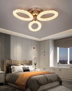 Lustra LED Cu Telecomanda, 3 Tipuri De Lumina, Intensitate Reglabila, 60W, Auriu - Img 1