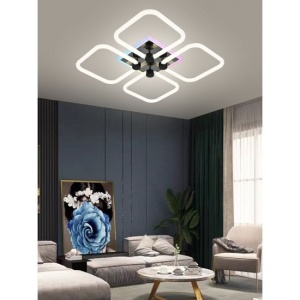 Lustra LED Cu Telecomandă, 3 Tipuri De Lumină Plus Lumina RGB, Intensitate Reglabilă, 50W, Alb/Negru
