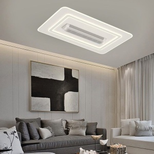 Lustră LED cu Ventilator Dreptunghiulara, Alb - Img 1