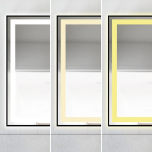 Oglindă Baie LED și Dezaburire Elit's Premium cu Senzor Touch, Lumina Rece, Caldă și Neutră, 80x60cm, cu rama Negru Antichizat - Img 4