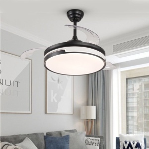 Ventilator Plafon LED cu Lumină în 3 Tonuri, Motor Cupru, Temporizare și Telecomandă, Negru - Img 3