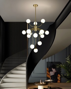 ✨ Lustră Modernă E007/15 – Eleganță Aurie și Lumină Rafinată - Img 4