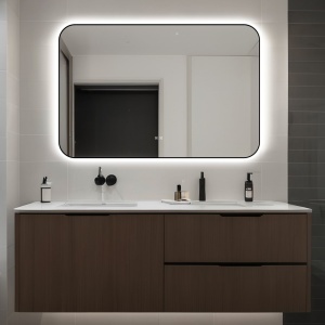 🪞 Oglindă LED cu Touch și Funcție Dezaburire – Ramă Negru, 120x80 cm, Model J187-12080 Smack