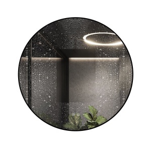 🪞 Oglindă LED cu Touch și Funcție Dezaburire, 3 Tipuri de Lumină – Ø80 cm, Ramă Negru Mat, Model J188-80 Smack - Img 2