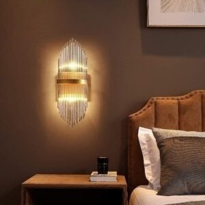 Aplică LED Auriu cu Cristale – 24W, 2 Surse de Iluminare, 3 Tonuri de Lumină, 46×20×10 cm - Img 2